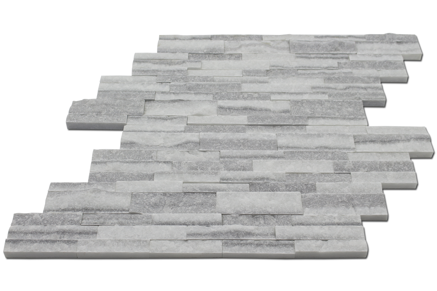 MILAS WHITE: Marble Ledgestone Wall Panel (6"x24"x3/4"-1" | splitface | chiseled)