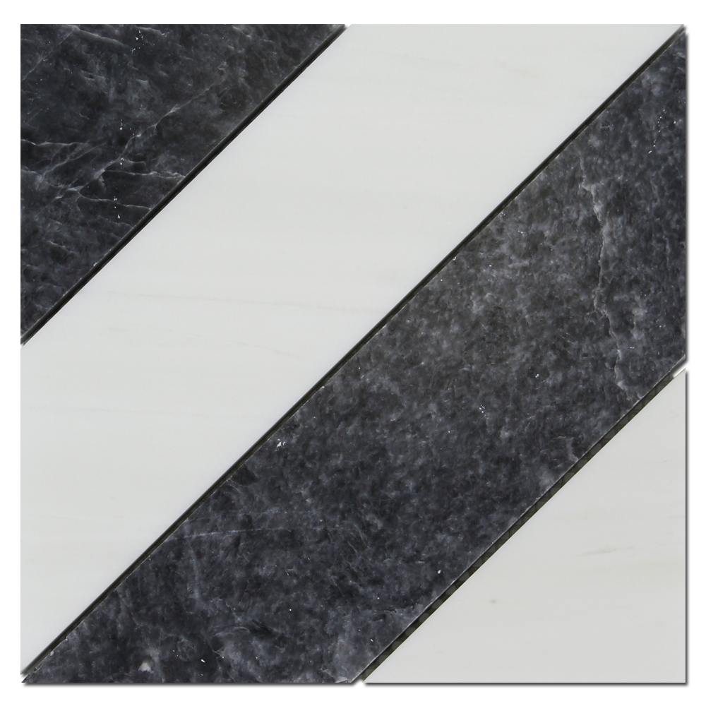 BARDIGLIO: Bianco Venato Marble & Dolomite Artisan Mosaic (6"x8"x3/8" | polished)