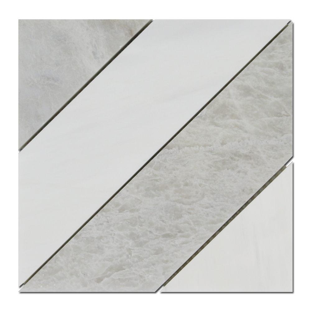 BIANCO VENATO: Iceberg Marble Artisan Mosaic (6"x8"x3/8" | polished)