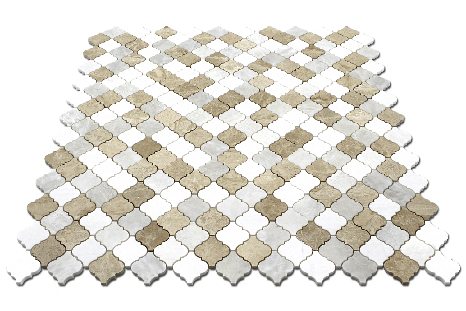 BIANCO VENATO: Iceberg, Karya Royal Marble Arabesque Mosaic (12"x12"x3/8" | polished)