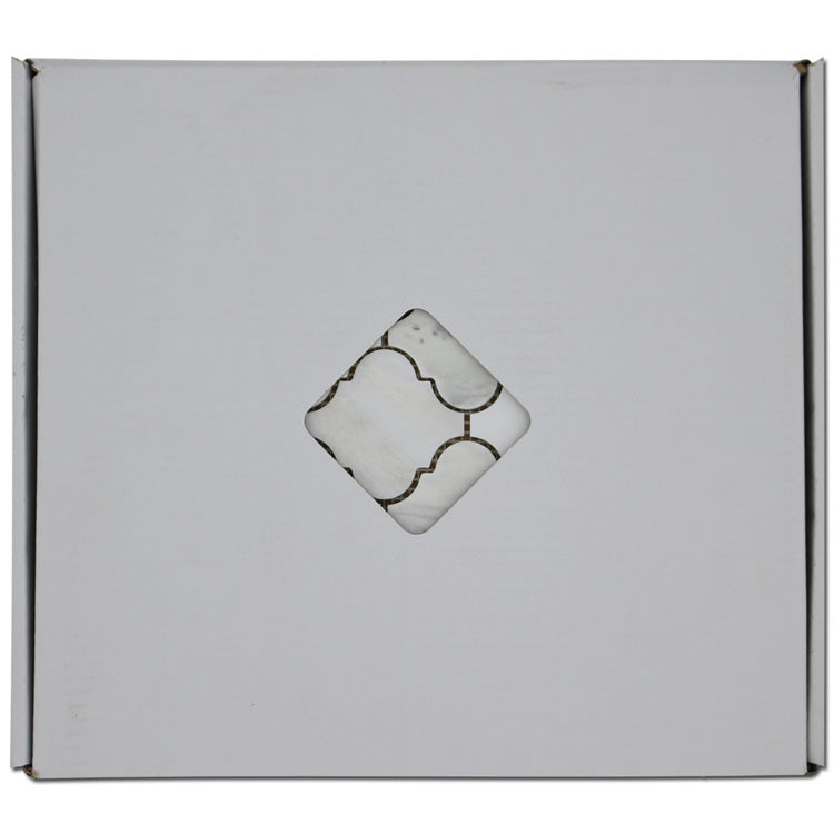 BIANCO VENATO: Iceberg, Imperial White Marble Arabesque Mosaic (12"x12"x3/8" | polished)