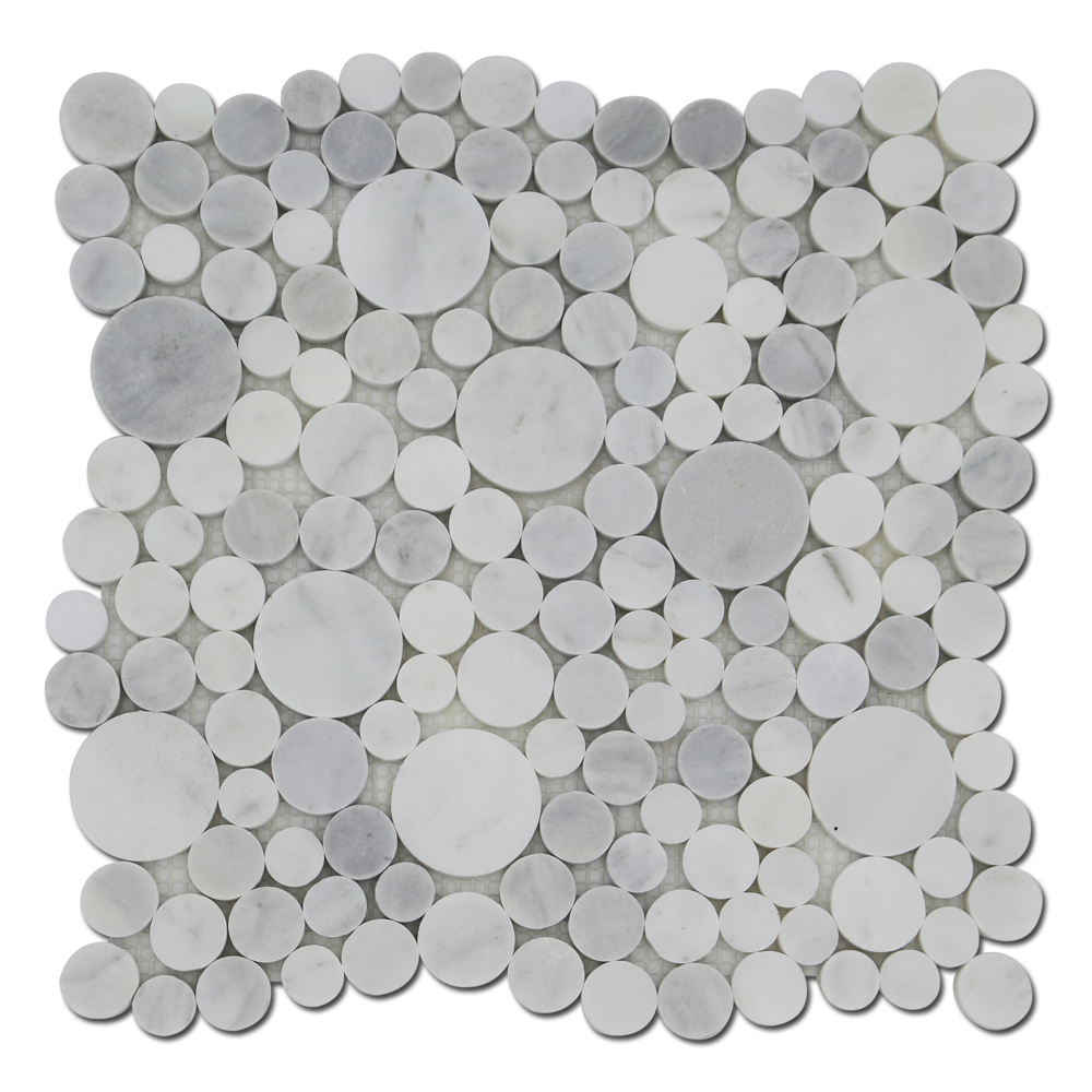 IMPERIAL WHITE: Milas White Marble Bubbles Mosaic (12"x12"x3/8" | polished)