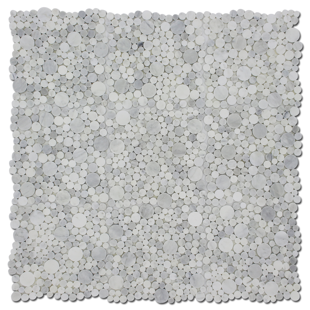 IMPERIAL WHITE: Milas White Marble Bubbles Mosaic (12"x12"x3/8" | polished)