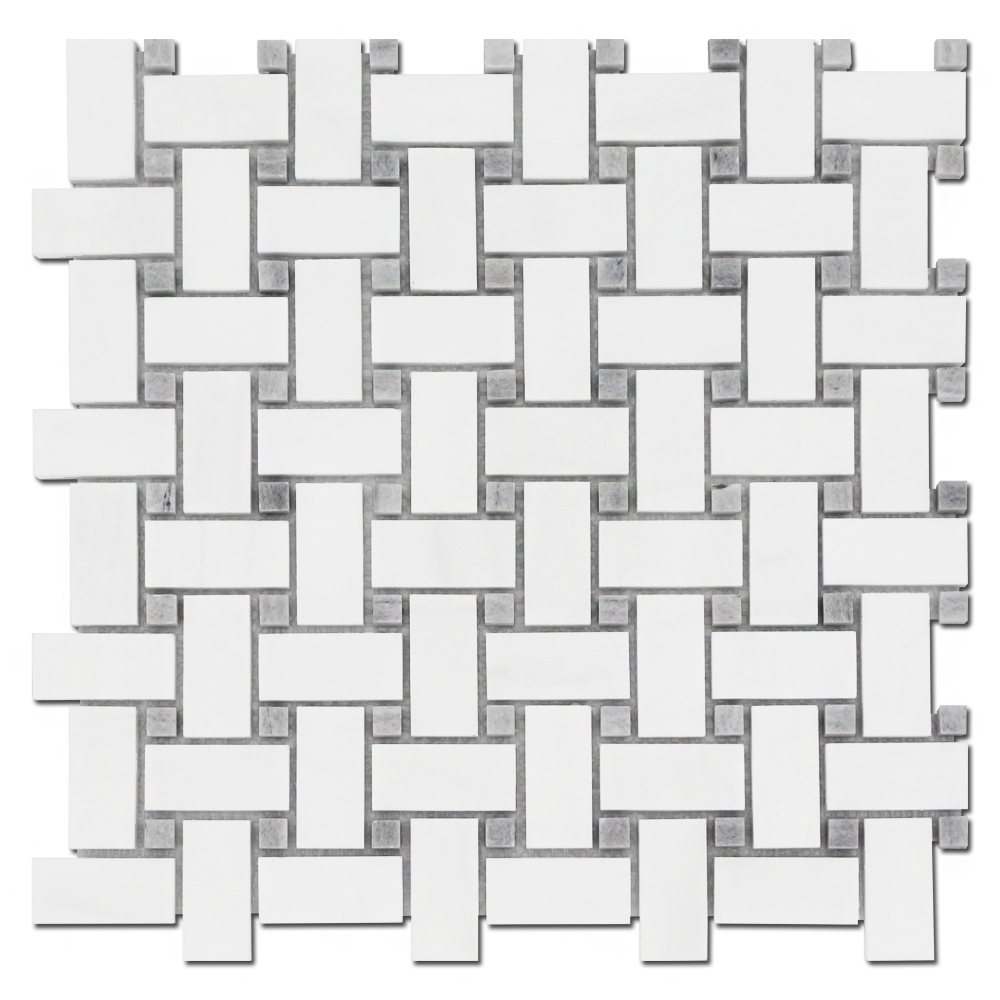 BIANCO VENATO: Iceberg Dolomite Basketweave Mosaic (12"x12"x3/8" | honed)