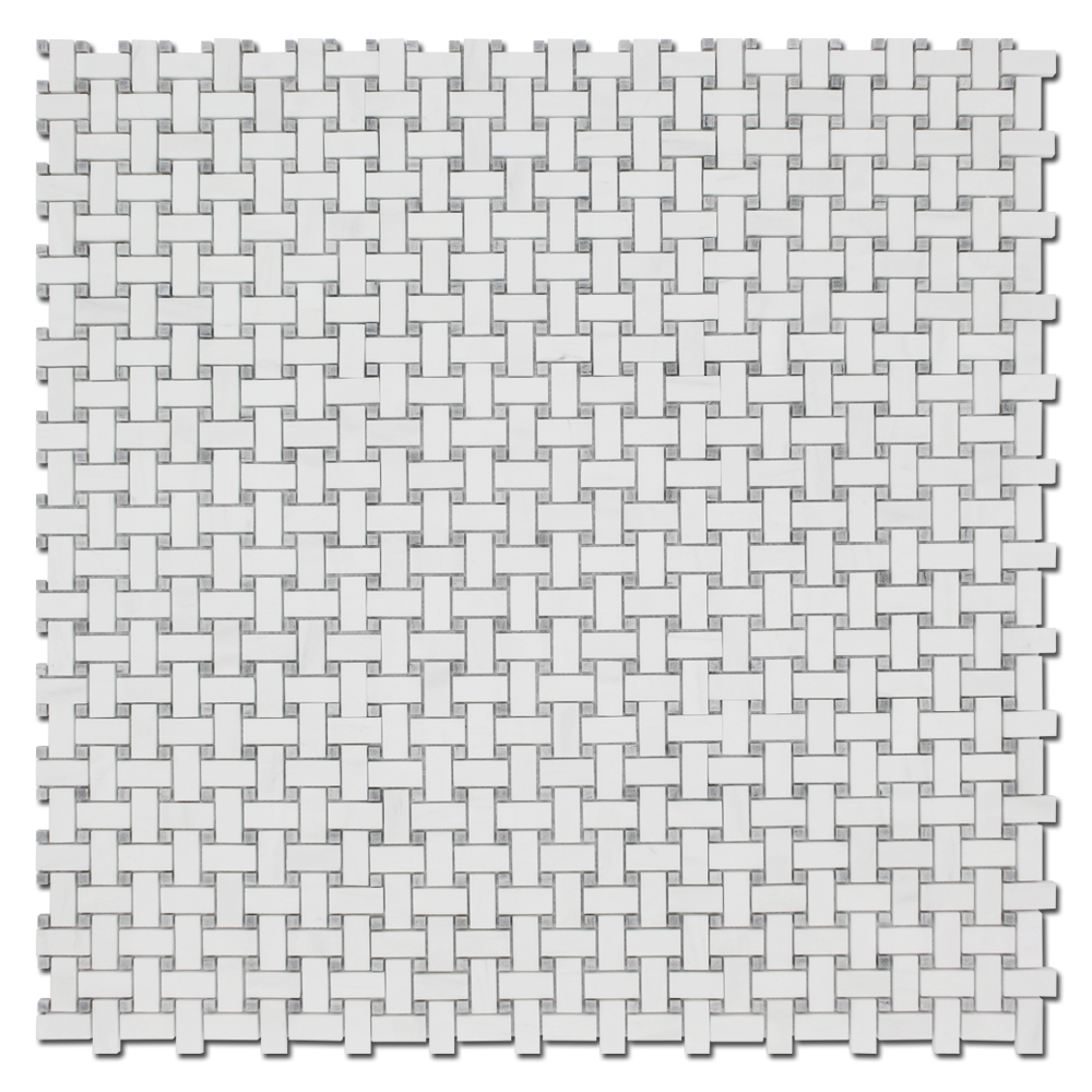 BIANCO VENATO: Iceberg Dolomite Basketweave Mosaic (12"x12"x3/8" | honed)