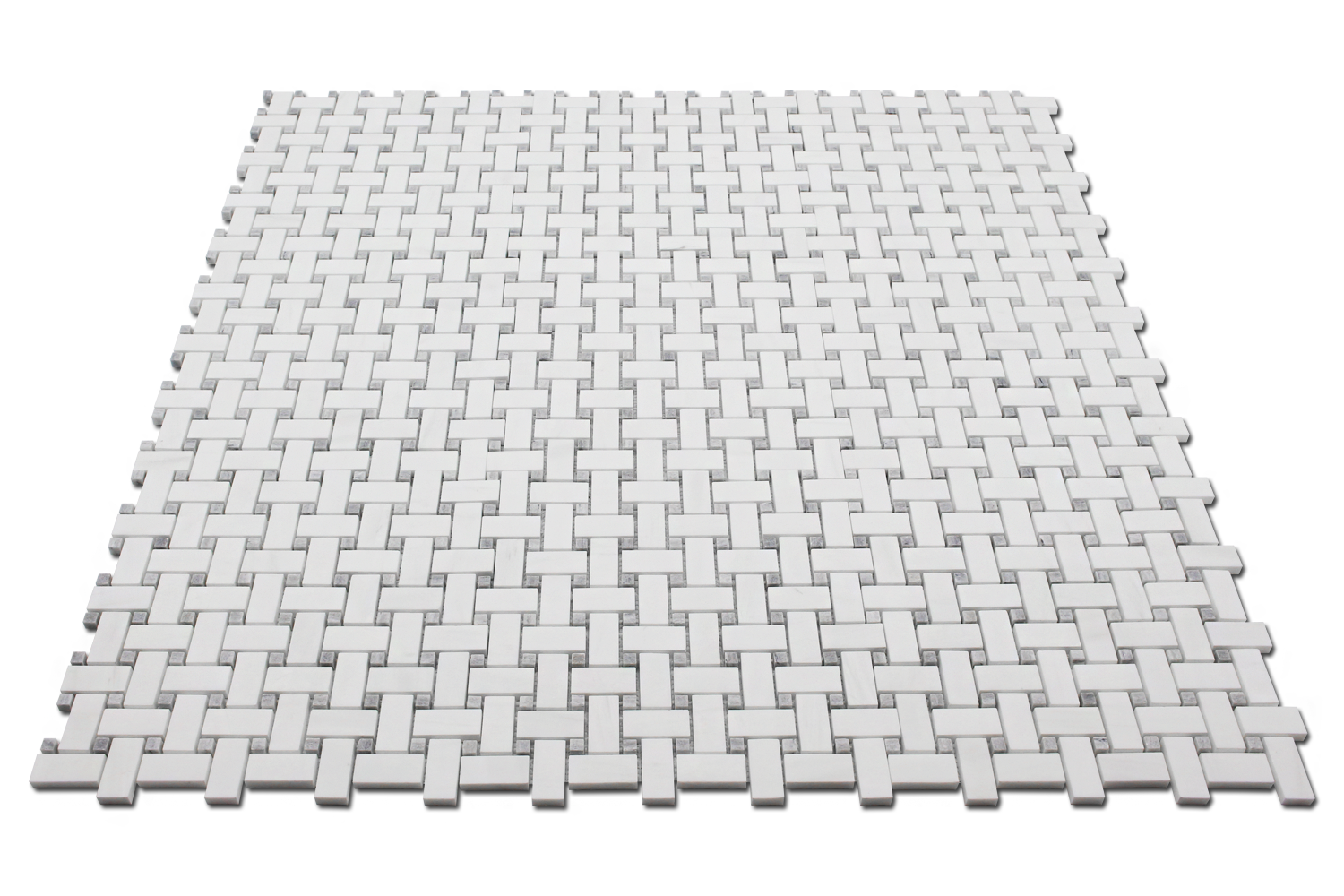 BIANCO VENATO: Iceberg Dolomite Basketweave Mosaic (12"x12"x3/8" | honed)