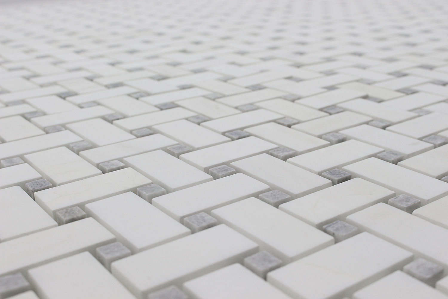 BIANCO VENATO: Iceberg Dolomite Basketweave Mosaic (12"x12"x3/8" | honed)