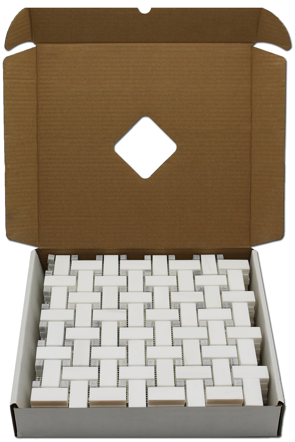 BIANCO VENATO: Bardiglio Dolomite Basketweave Mosaic (12"x12"x3/8" | polished)