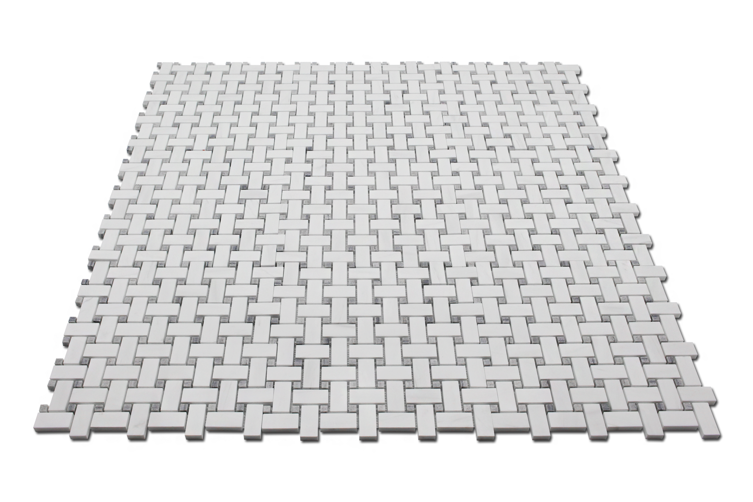 BIANCO VENATO: Bardiglio Dolomite Basketweave Mosaic (12"x12"x3/8" | polished)