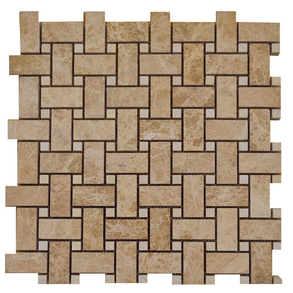 EMPERADOR: Crema Nouva Marble Basketweave Mosaic (12"x12"x3/8" | polished)