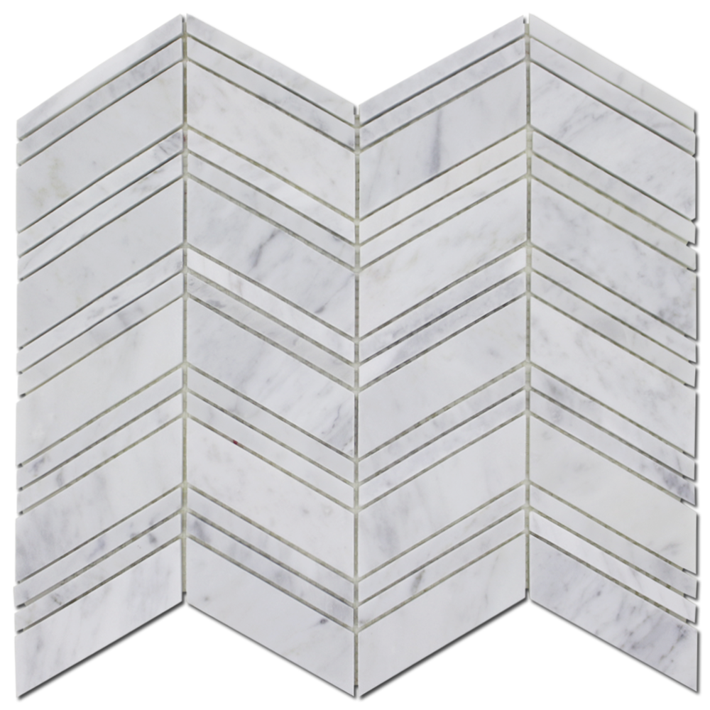 CARRARA: Marble Chevron Mosaic (12"x12"x1/4" | honed)