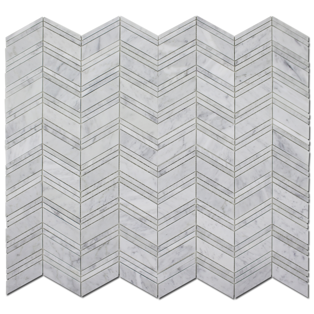 CARRARA: Marble Chevron Mosaic (12"x12"x1/4" | honed)