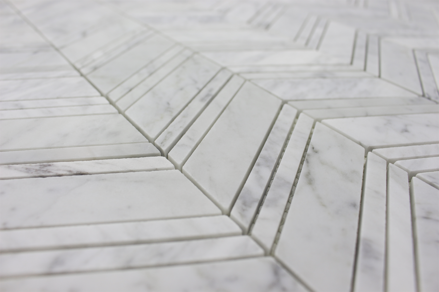 CARRARA: Marble Chevron Mosaic (12"x12"x1/4" | honed)