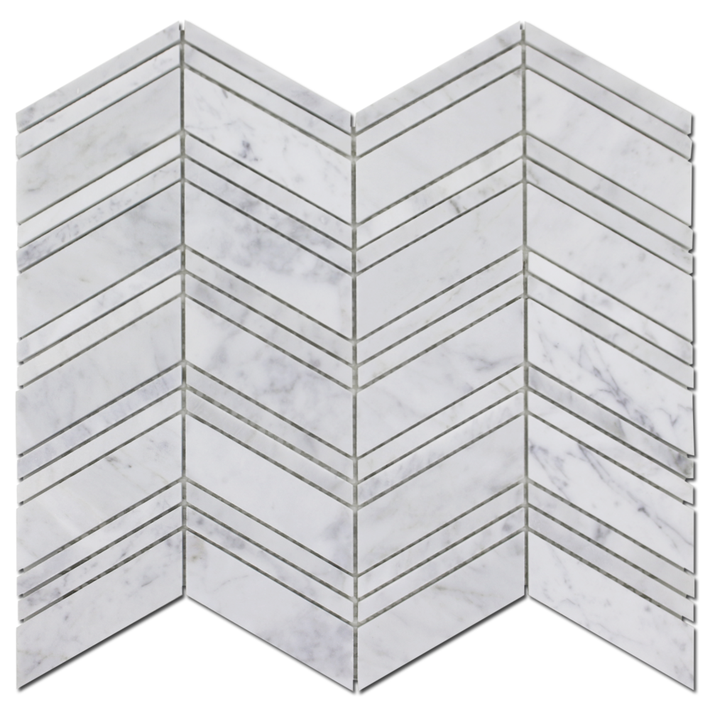 CARRARA: Marble Chevron Mosaic (12"x12"x1/4" | polished)