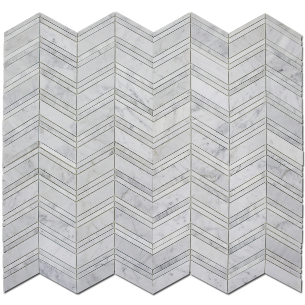 CARRARA: Marble Chevron Mosaic (12"x12"x1/4" | polished)