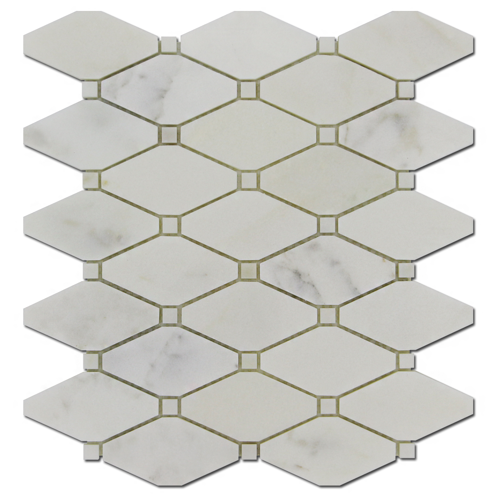 CALACATTA OLIVE: Marble Clipped Diamond Mosaic (12"x12"x3/8" | polished)