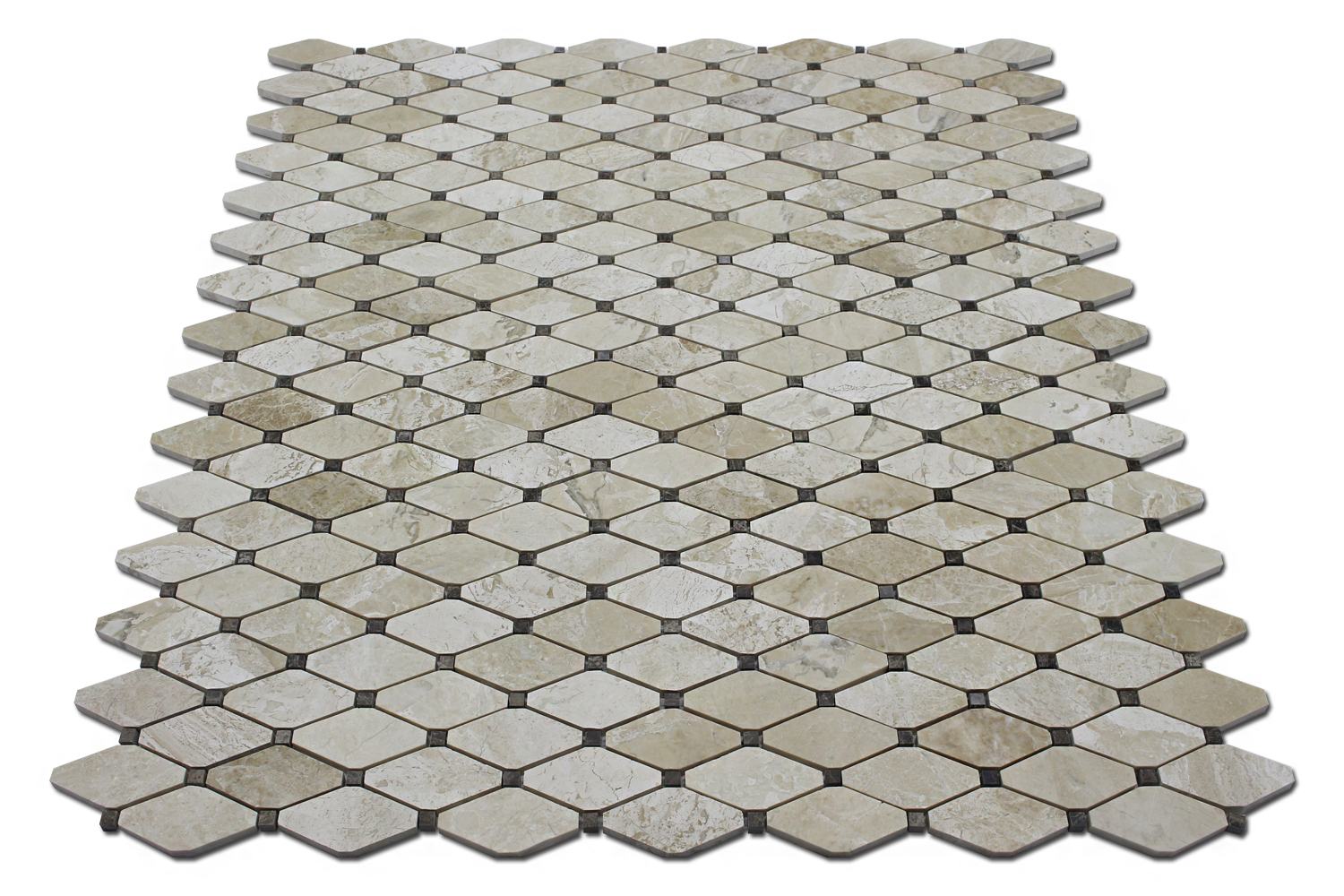 KARYA ROYAL: Emperador Marble Clipped Diamond Mosaic (12"x12"x3/8" | polished)