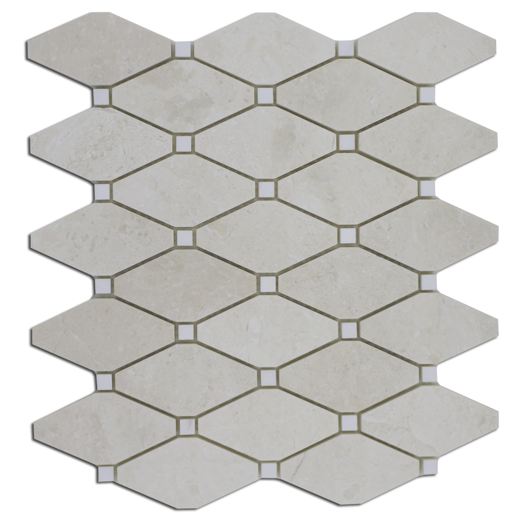 PERLA: Marble Clipped Diamond Mosaic (12"x12"x3/8" | polished)