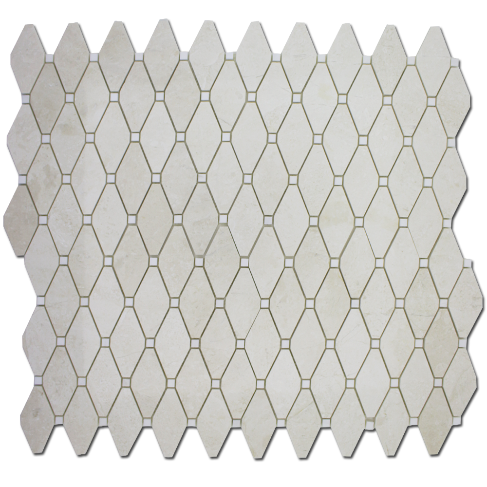 PERLA: Marble Clipped Diamond Mosaic (12"x12"x3/8" | polished)