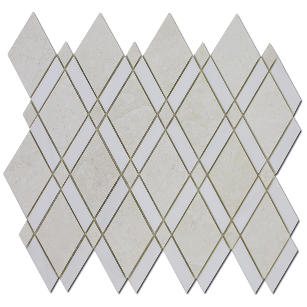 BIANCO VENATO: Perla Marble Rhomboid Mosaic (12"x12"x3/8" | polished)