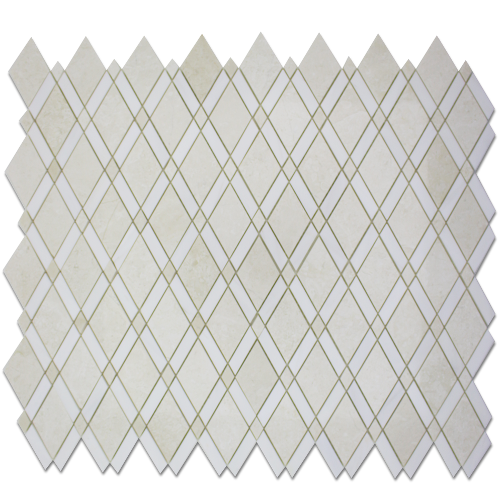 BIANCO VENATO: Perla Marble Rhomboid Mosaic (12"x12"x3/8" | polished)