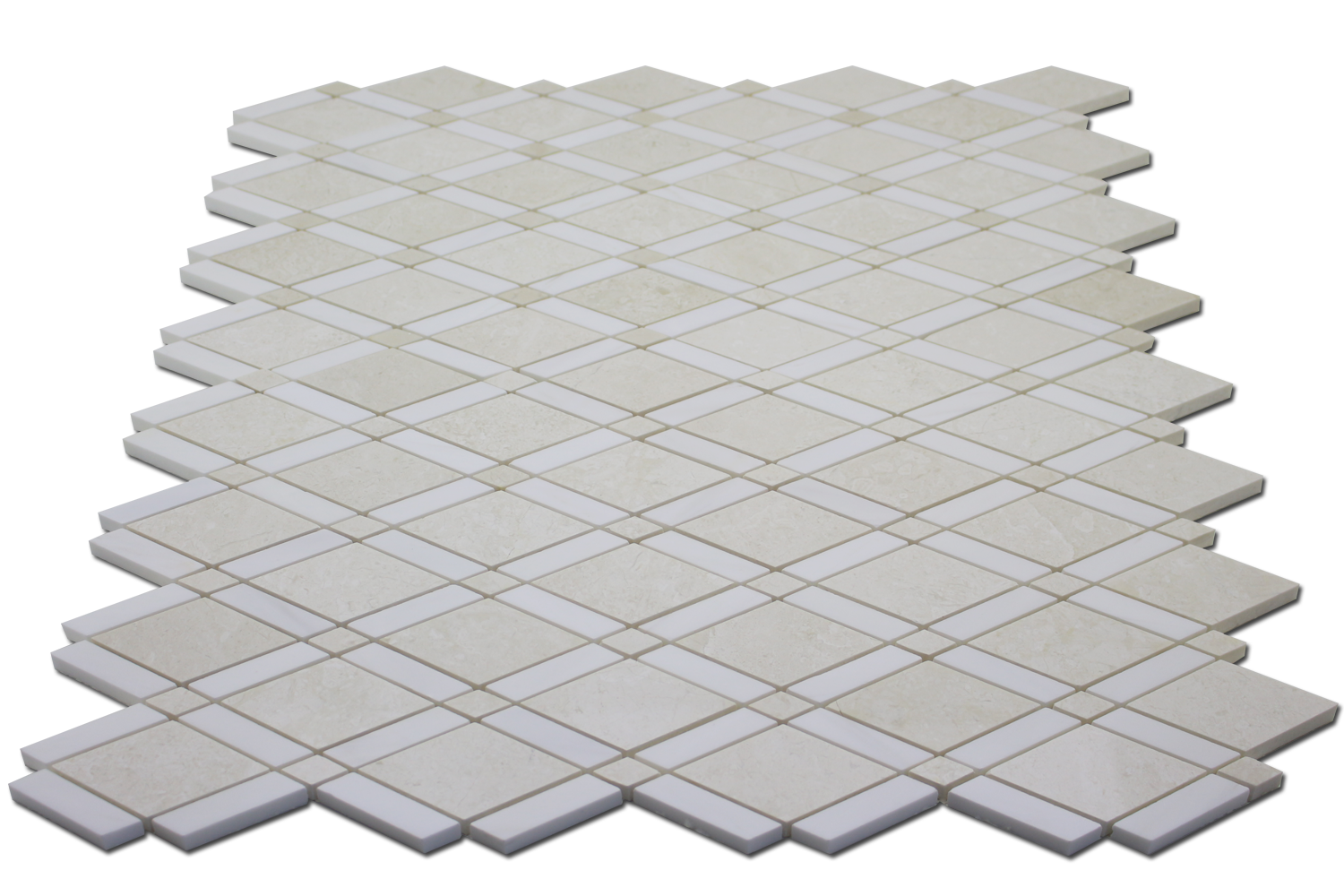 BIANCO VENATO: Perla Marble Rhomboid Mosaic (12"x12"x3/8" | polished)