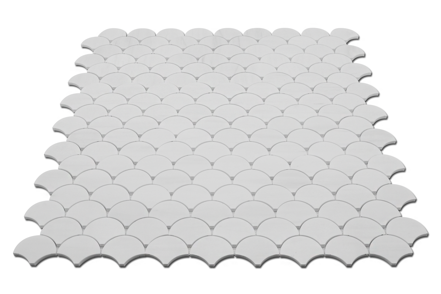 BIANCO VENATO: Dolomite Fish Scale Mosaic (11 1/2"x12 1/4"x3/8" | polished)