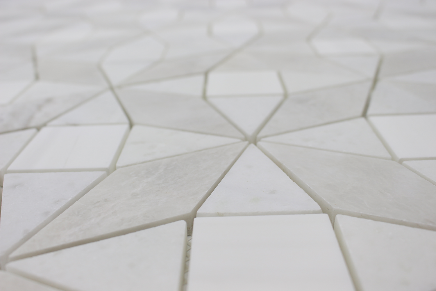 BIANCO VENATO: Iceberg Dolomite Kaleidoscope Mosaic (11"x11"x3/8" | polished)