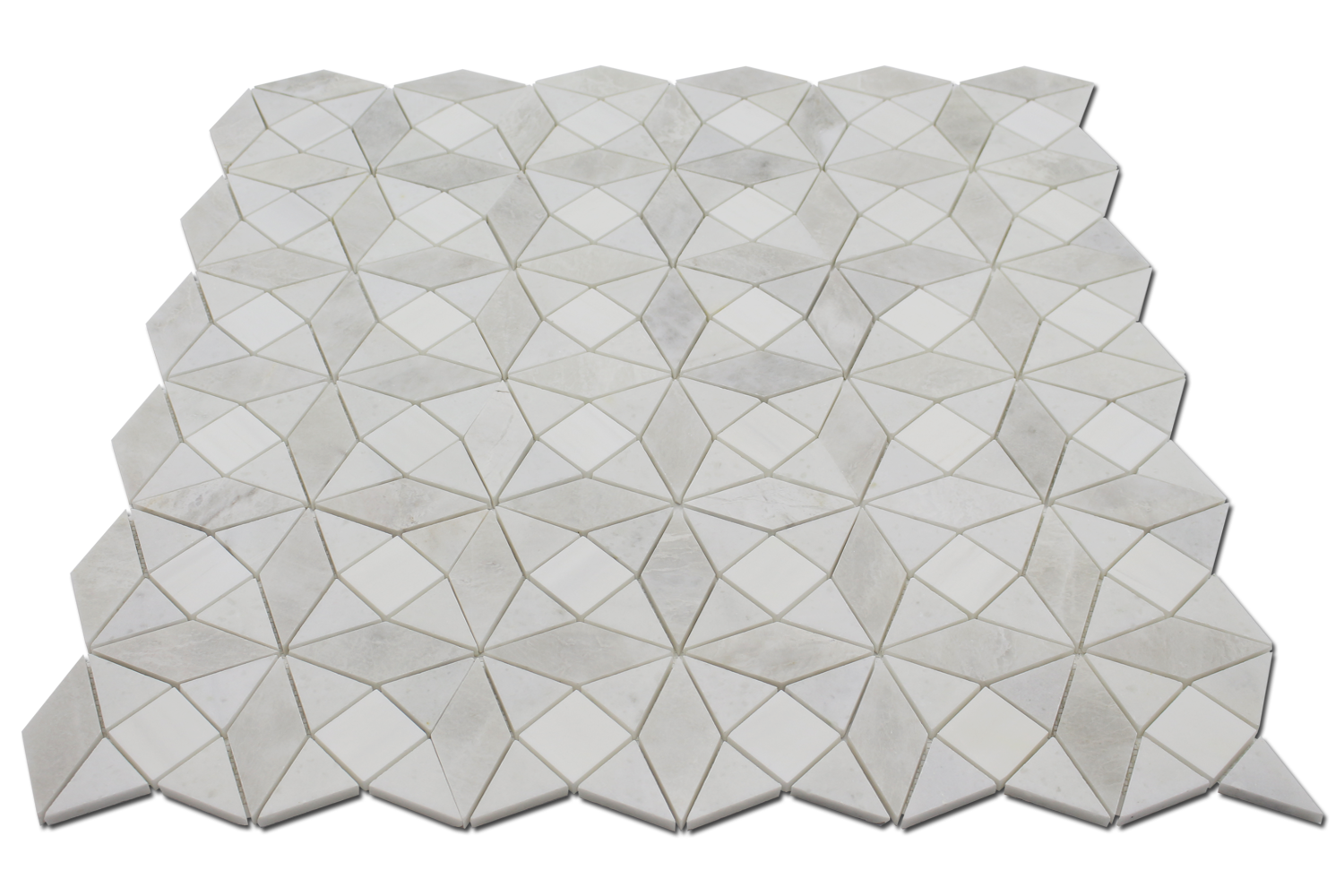 BIANCO VENATO: Iceberg Dolomite Kaleidoscope Mosaic (11"x11"x3/8" | polished)