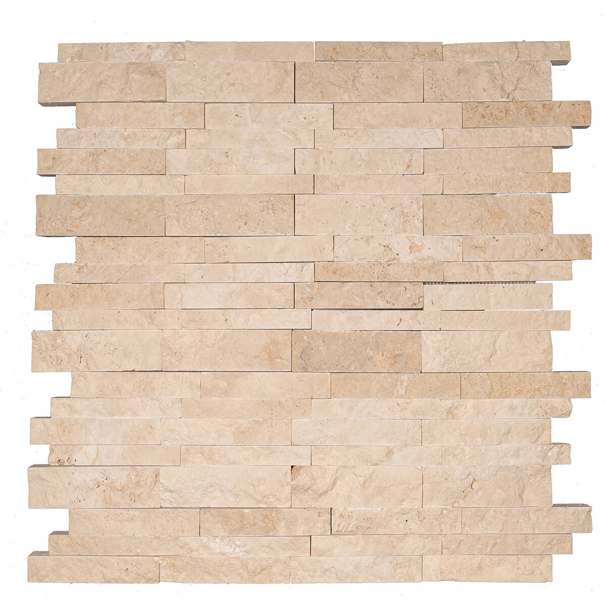 IVORY LIGHT: Travertine Ledgestone Mosaic (12"x12"x3/4"-1" | splitface)