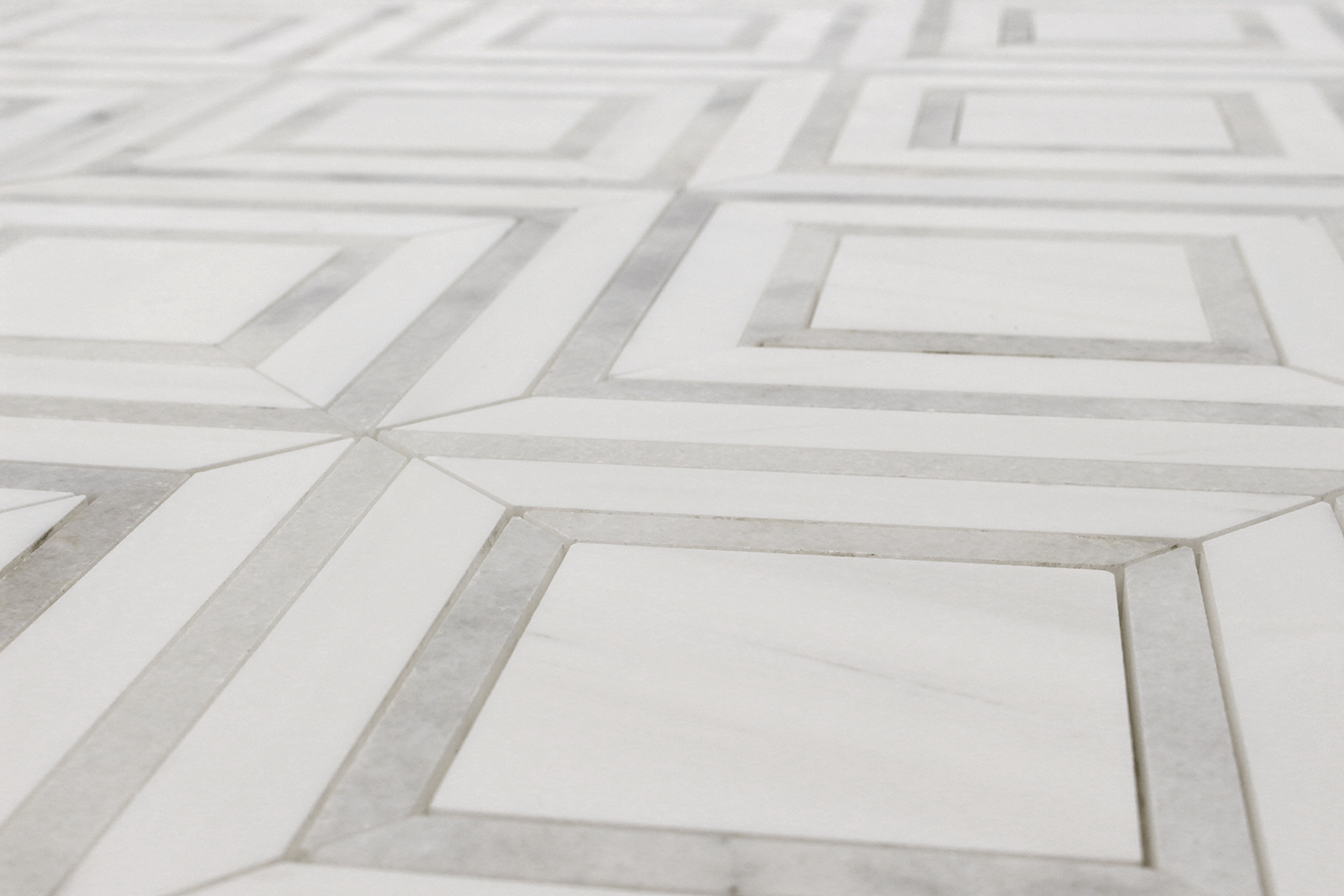 BIANCO VENATO: Milas White Marble Maze Mosaic (11 1/16"x13 7/16"x3/8" | polished)