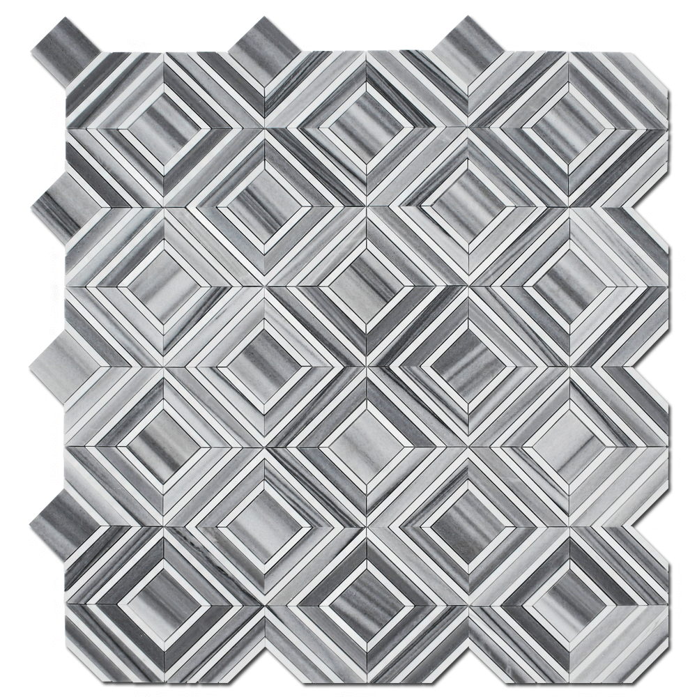 BIANCO VENATO: Marmara Dolomite Maze Mosaic (11 1/16"x13 7/16"x3/8" | polished)