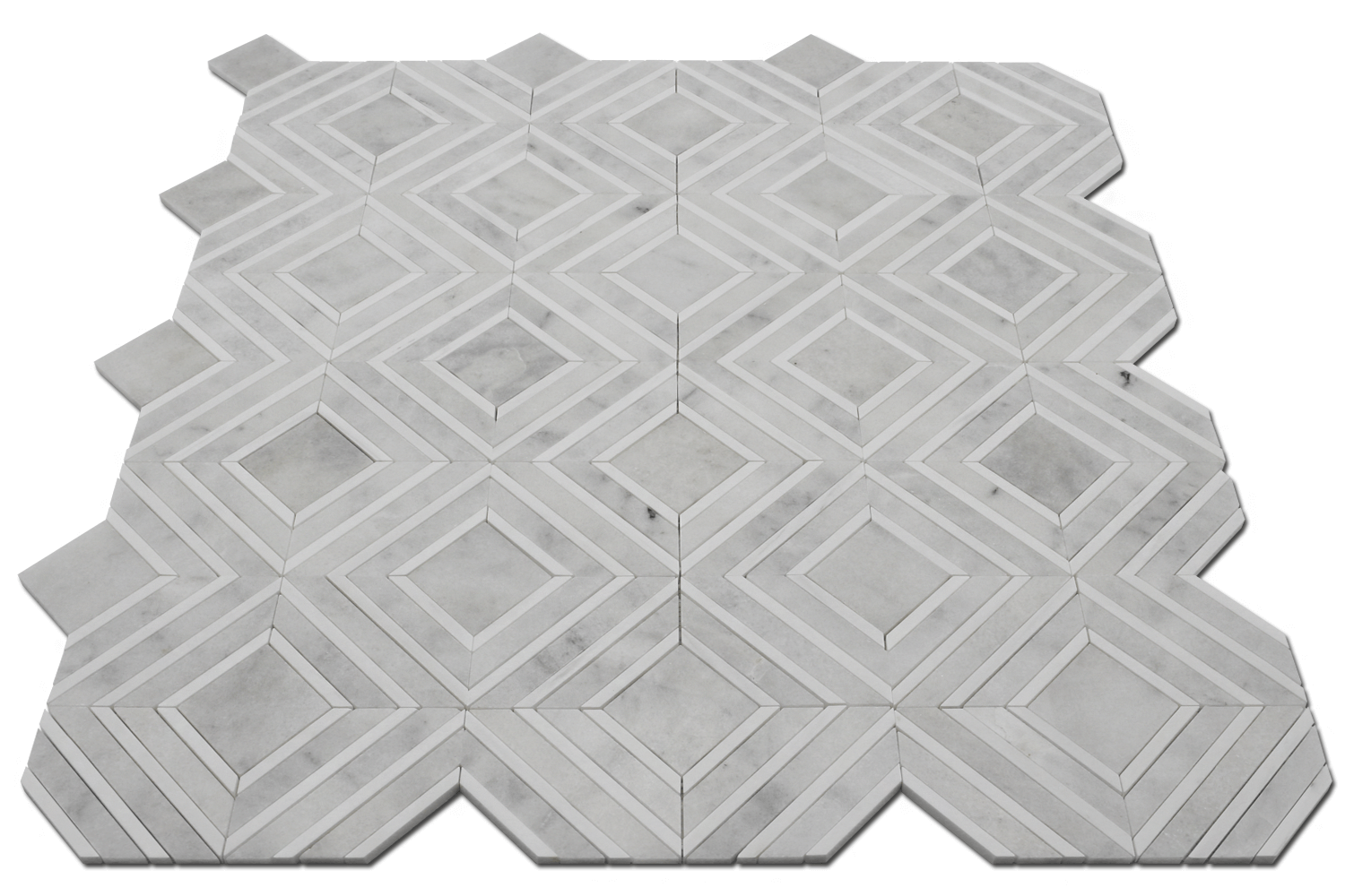 MILAS WHITE: Bianco Venato Marble Maze Mosaic (11 1/16"x13 7/16"x3/8" | polished)