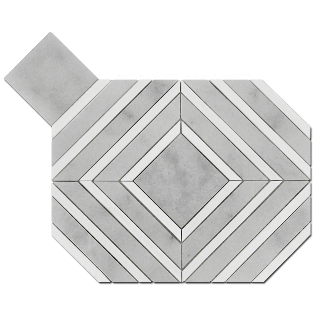 MILAS WHITE: Bianco Venato Marble Maze Mosaic (11 1/16"x13 7/16"x3/8" | polished)