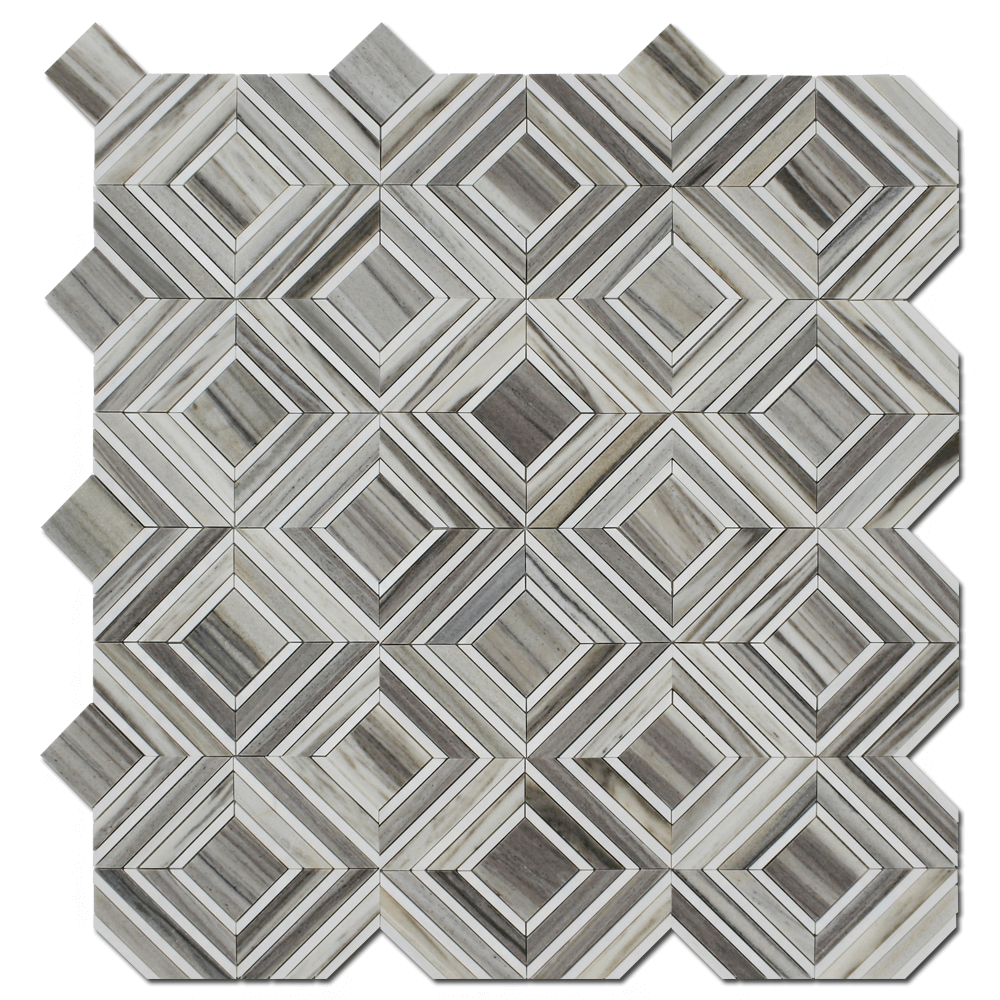 BIANCO VENATO: Palisandra Dolomite Maze Mosaic (11 1/16"x13 7/16"x3/8" | polished)