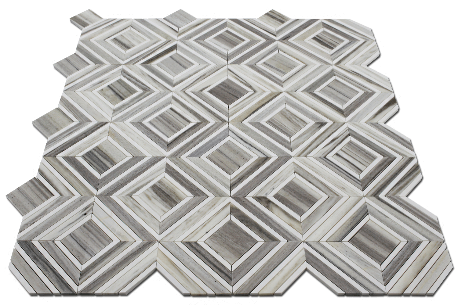 BIANCO VENATO: Palisandra Dolomite Maze Mosaic (11 1/16"x13 7/16"x3/8" | polished)