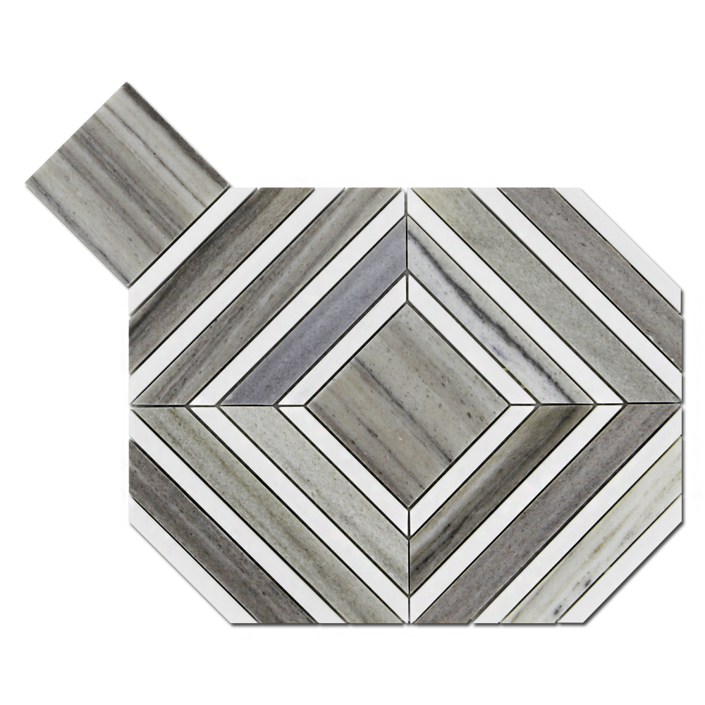 BIANCO VENATO: Palisandra Dolomite Maze Mosaic (11 1/16"x13 7/16"x3/8" | polished)