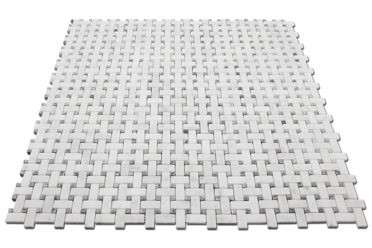 MILAS WHITE: Bardiglio Marble Basketweave Mosaic (12"x12"x3/8" | honed)