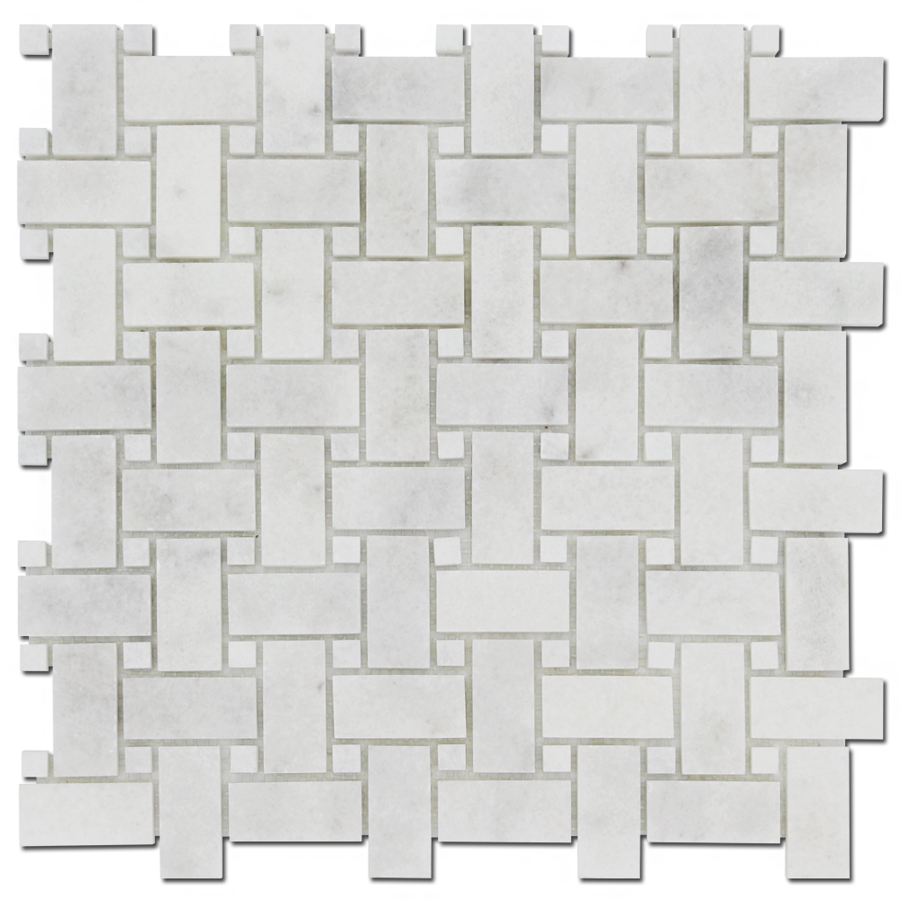 MILAS WHITE: Marble Basketweave Mosaic (12"x12"x3/8" | honed)