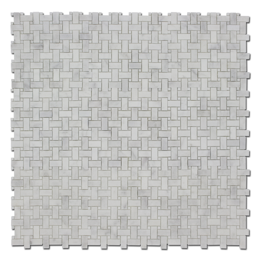 MILAS WHITE: Marble Basketweave Mosaic (12"x12"x3/8" | honed)