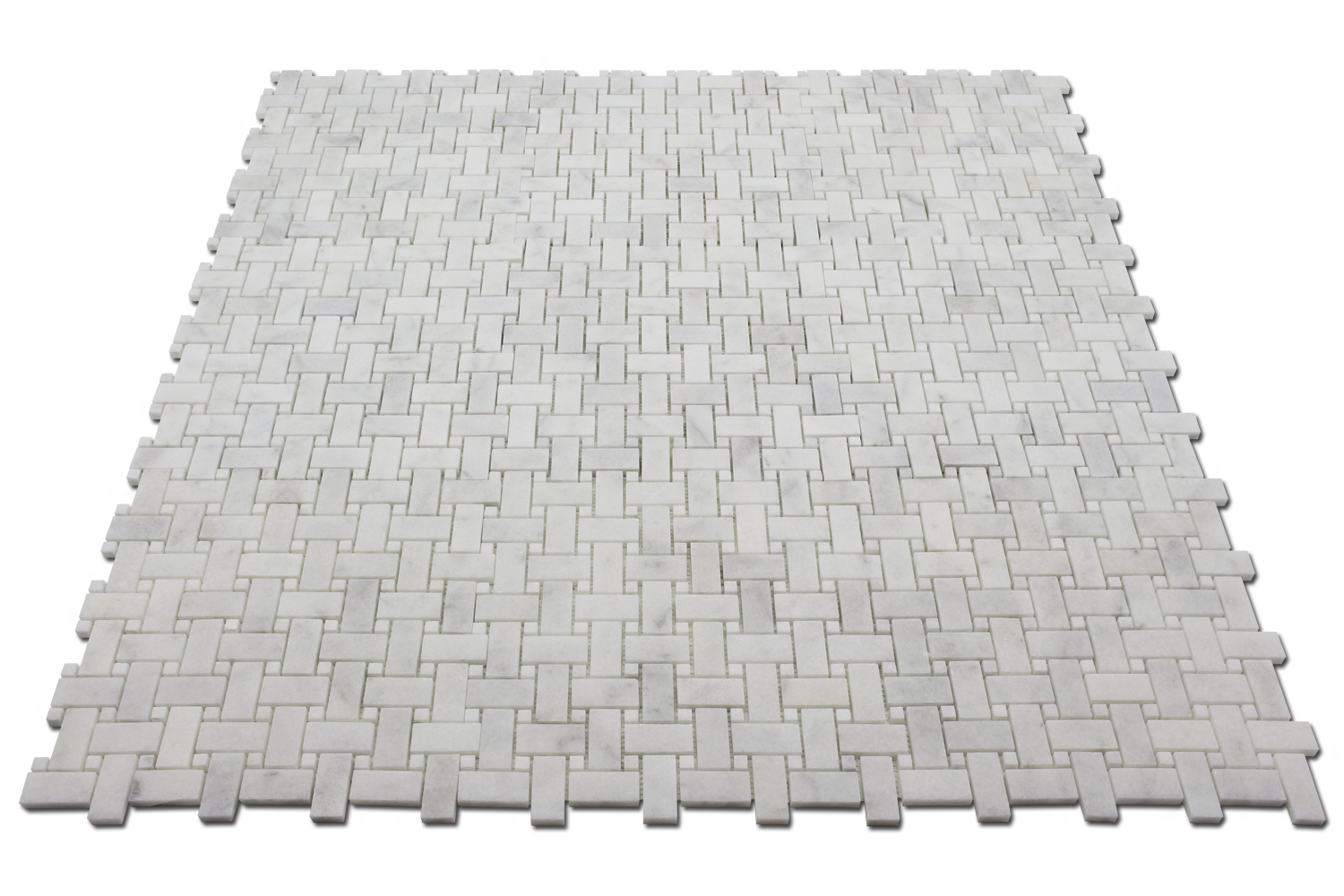 MILAS WHITE: Marble Basketweave Mosaic (12"x12"x3/8" | honed)