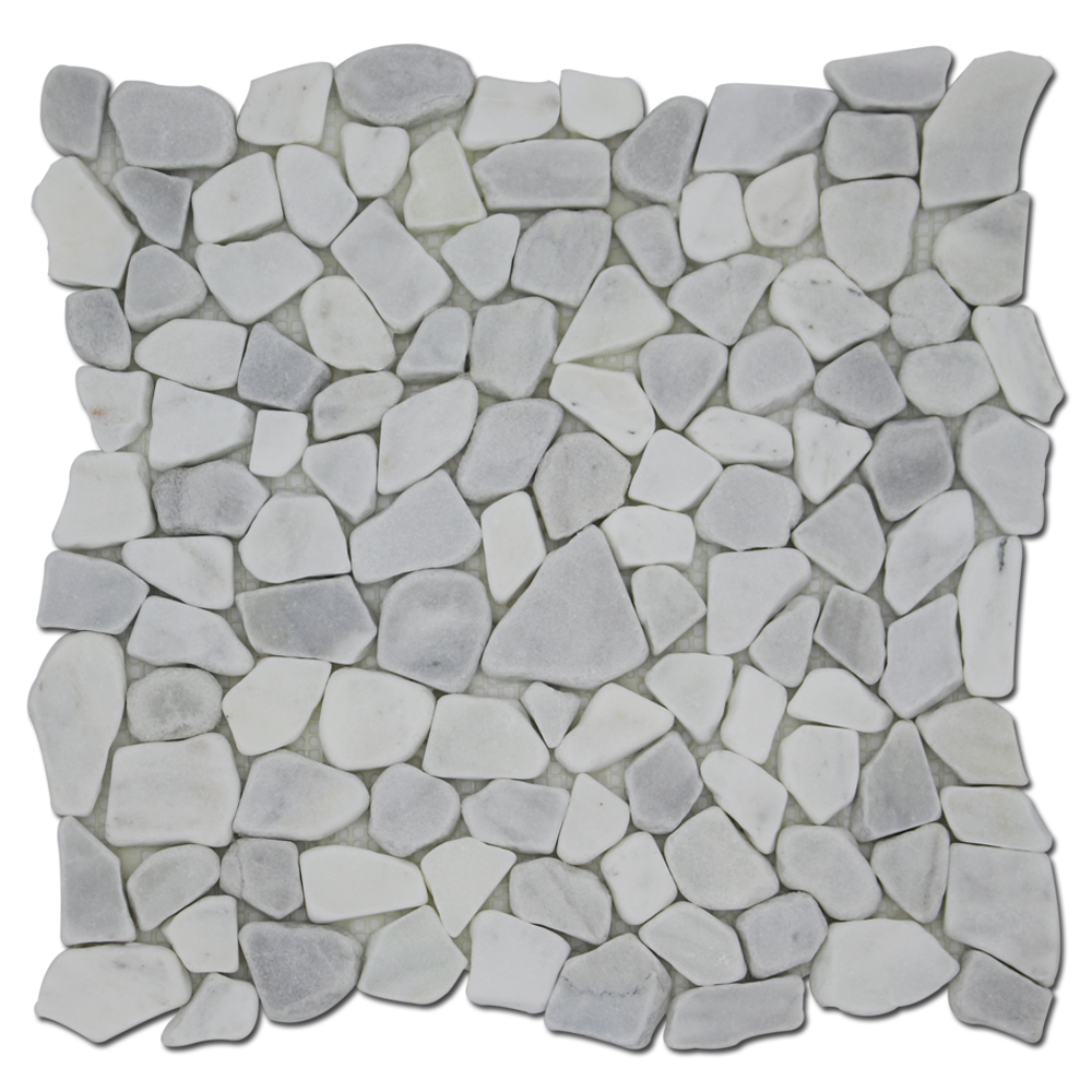 IMPERIAL WHITE: Milas White Marble Palladian Mosaic (12"x12"x3/8" | tumbled)