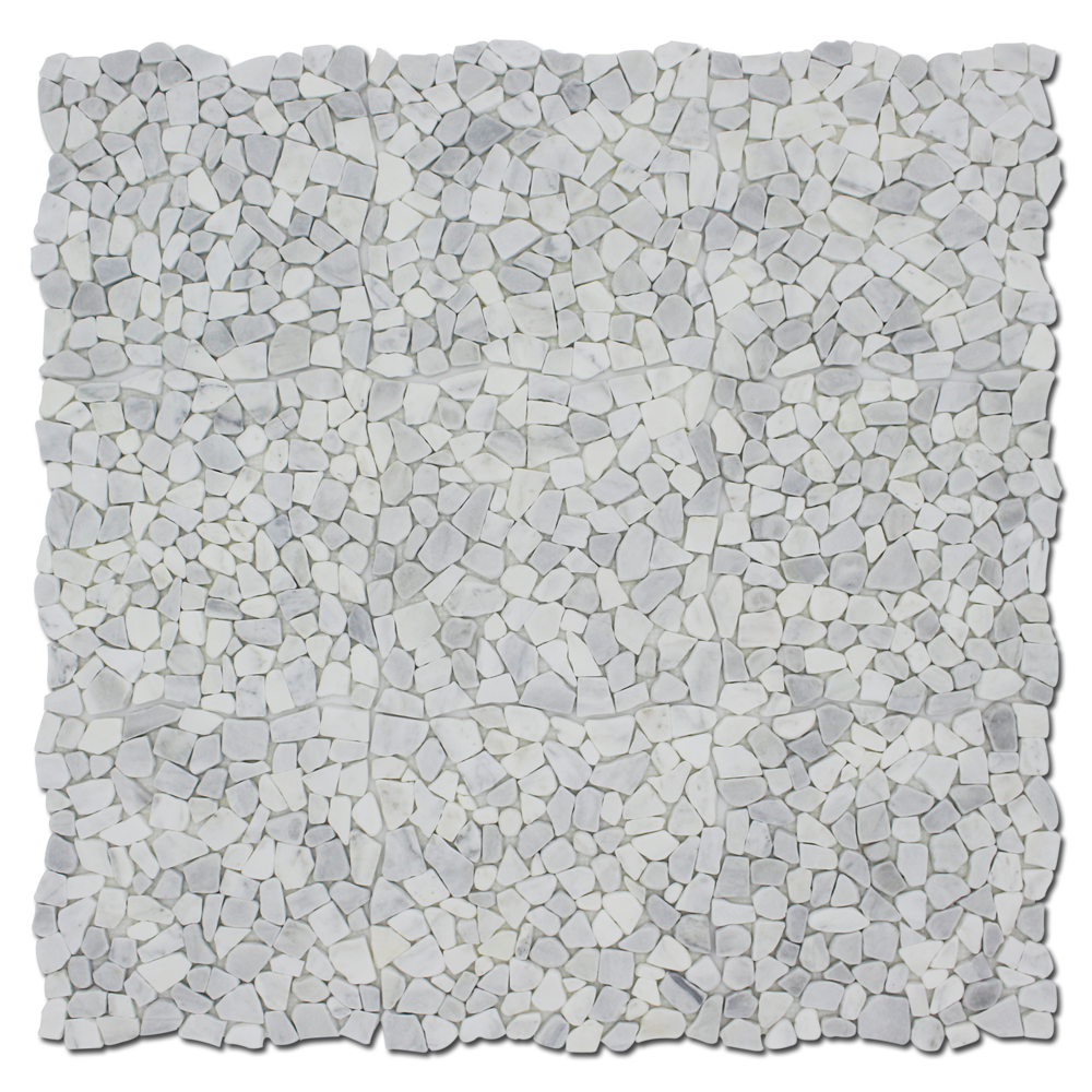 IMPERIAL WHITE: Milas White Marble Palladian Mosaic (12"x12"x3/8" | tumbled)