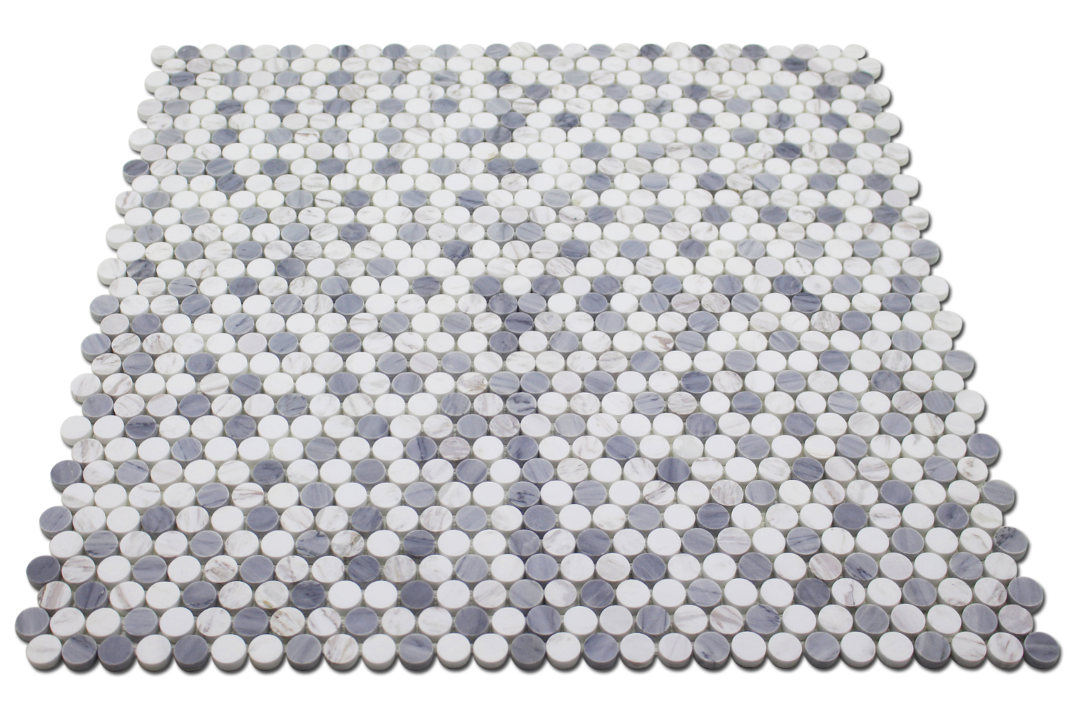 BARDIGLIO: Bianco Venato Marble & Dolomite 1" Penny Round Mosaic (12"x12"x1/4" | honed)