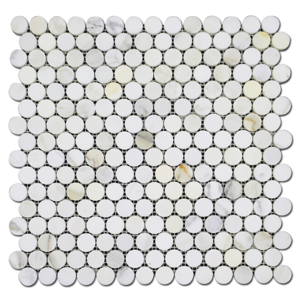 CALACATTA GOLD: Marble 1" Penny Round Mosaic (12"x12"x1/4" | honed)