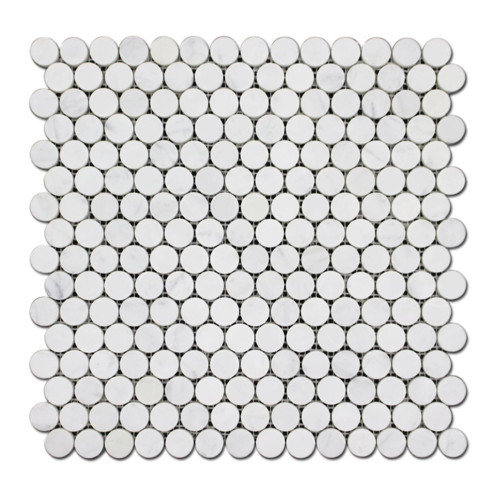 CARRARA: Marble 1" Penny Round Mosaic (12"x12"x1/4" | honed)