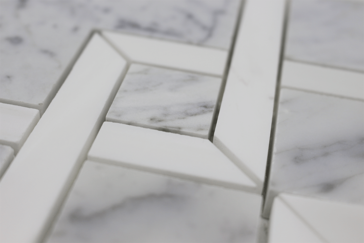 CARRARA: Bianco Venato Marble & Dolomite Piazza Mosaic (12 3/4"x14"x3/8" | polished)