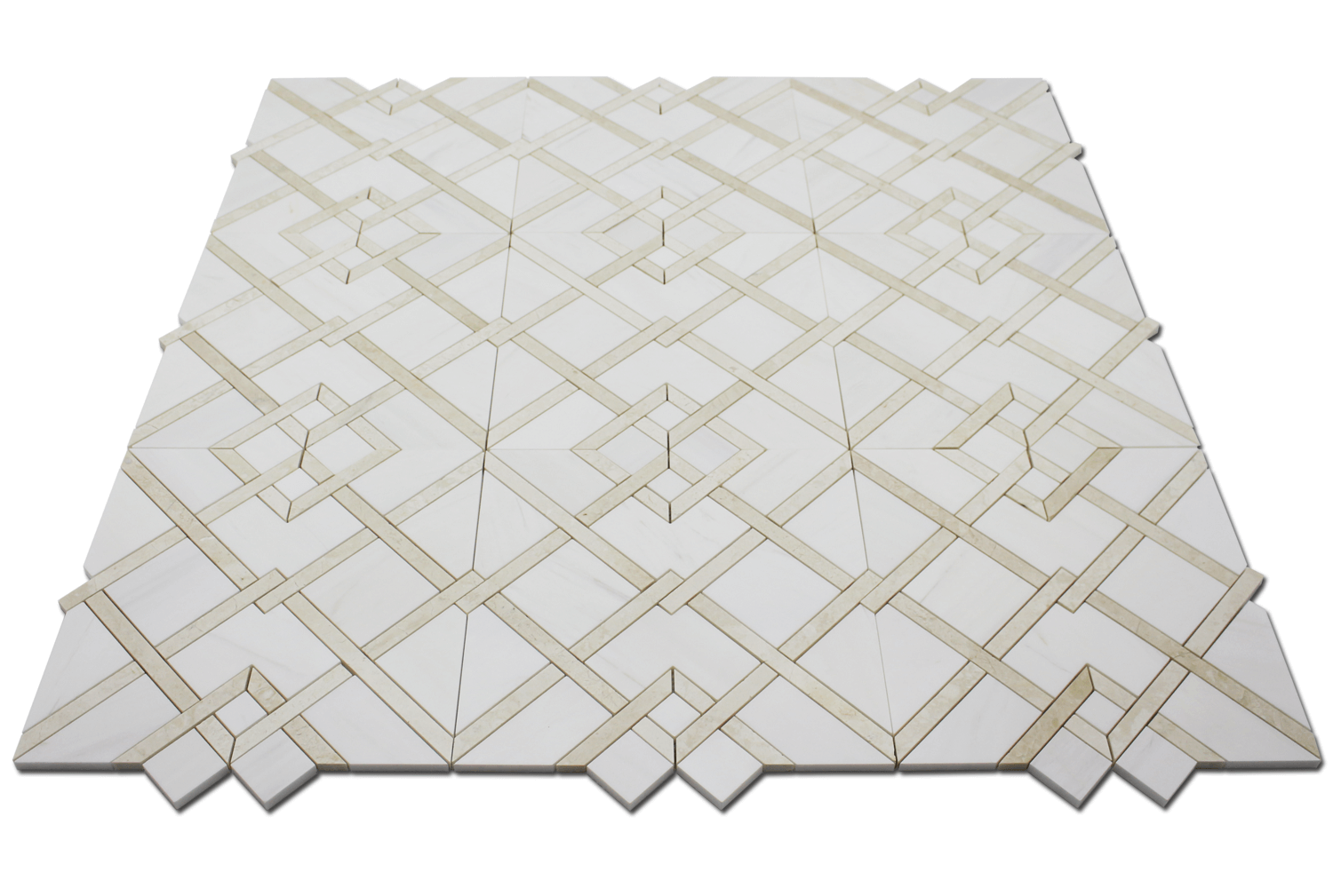 BIANCO VENATO: Perla Marble Piazza Mosaic (12 3/4"x14"x3/8" | polished)