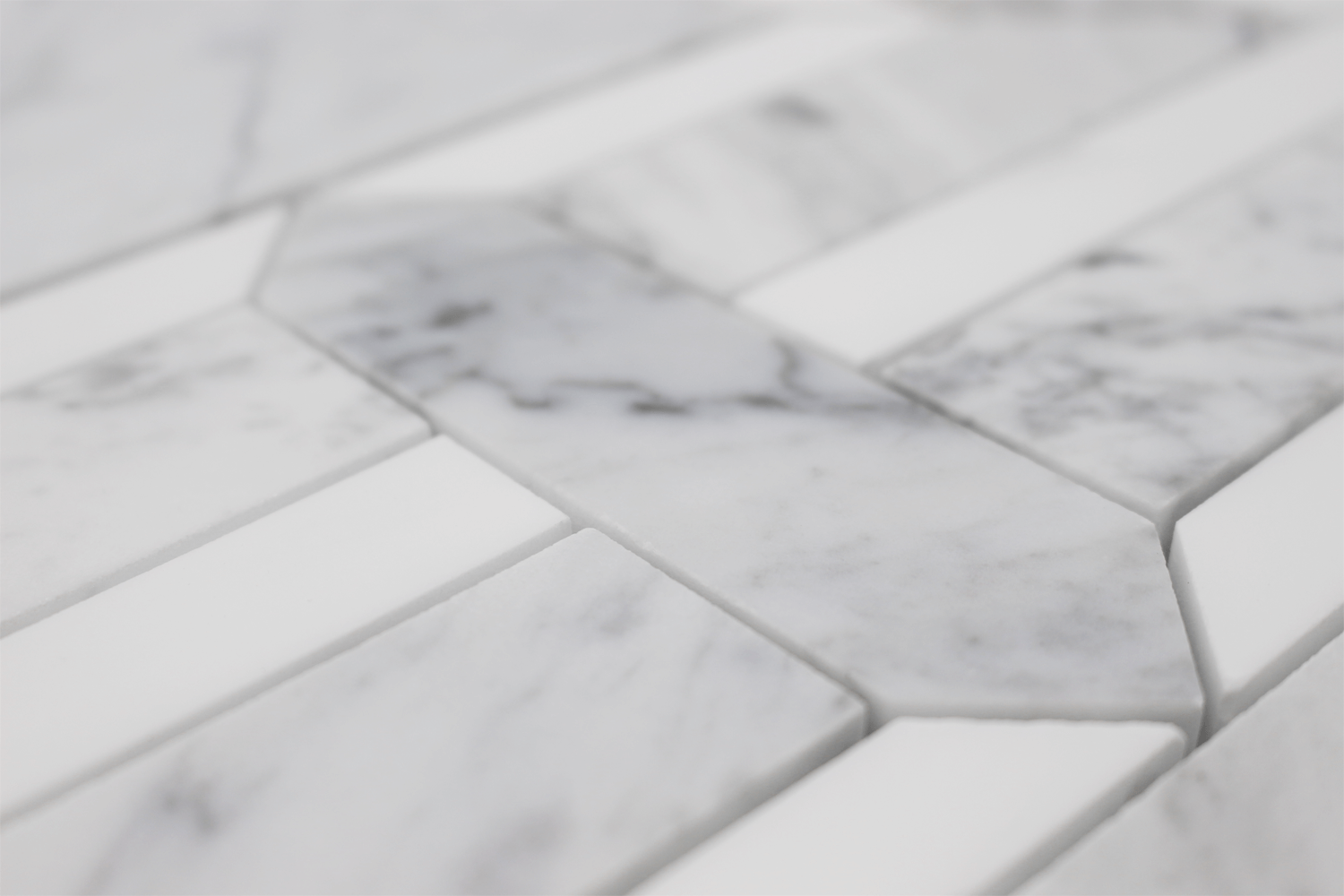 CARRARA: Bianco Venato Marble & Dolomite Rhapsody Mosaic (10 1/2"x11"x3/8" | polished)