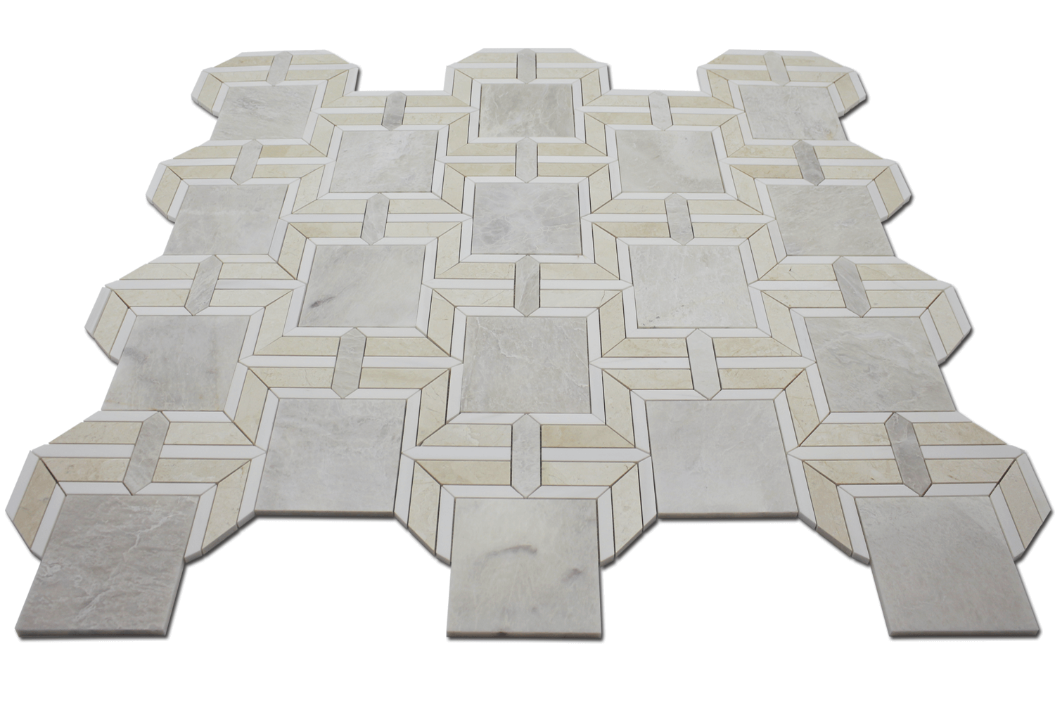 ICEBERG: Perla, Bianco Venato Marble Rhapsody Mosaic (10 1/2"x11"x3/8" | polished)